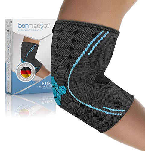 bonmedico Farko Vendaje para Codo, Unisex, Soporte para Articulaciones, Vendaje Articular Elástico de Tejido de Compresión para el Dolor y la Prevención, Izquierda y Derecha, S