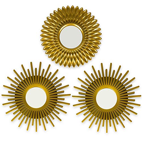 BONNYCO Espejos Pared Decorativos Dorados Pack 3 Espejos Decorativos Ideales para Decoracion Casa, Habitación y Salón | Espejos Redondos Pared Regalos Originales para Mujer | Decoracion Pared BONNYCO Espejos Pared Decorativos Dorados Pack 3 Espejos Decorativos Ideales para Decoracion Casa, Habitación y Salón | Espejos Redondos Pared Regalos Originales para Mujer | Decoracion Pared