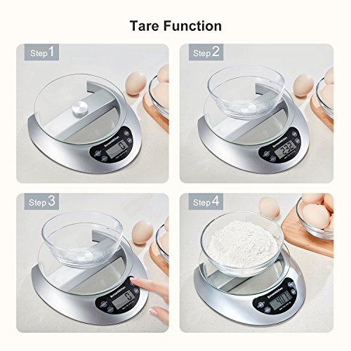 Bonsenkitchen Báscula Digital Balanza de Cocina Profesional, Escala de Peso de Alta Precisión con Vidrio Desmontable y Pantalla LCD - 5 kg / 11 lb, Báscula de Alimentos Electrónica Plata (KS8802) Bonsenkitchen Báscula Digital Balanza de Cocina Profesional, Escala de Peso de Alta Precisión con Vidrio Desmontable y Pantalla LCD - 5 kg / 11 lb, Báscula de Alimentos Electrónica Plata (KS8802)