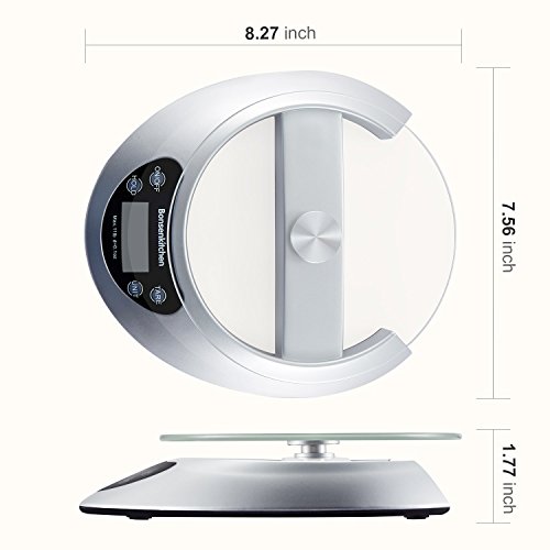 Bonsenkitchen Báscula Digital Balanza de Cocina Profesional, Escala de Peso de Alta Precisión con Vidrio Desmontable y Pantalla LCD - 5 kg / 11 lb, Báscula de Alimentos Electrónica Plata (KS8802) Bonsenkitchen Báscula Digital Balanza de Cocina Profesional, Escala de Peso de Alta Precisión con Vidrio Desmontable y Pantalla LCD - 5 kg / 11 lb, Báscula de Alimentos Electrónica Plata (KS8802)