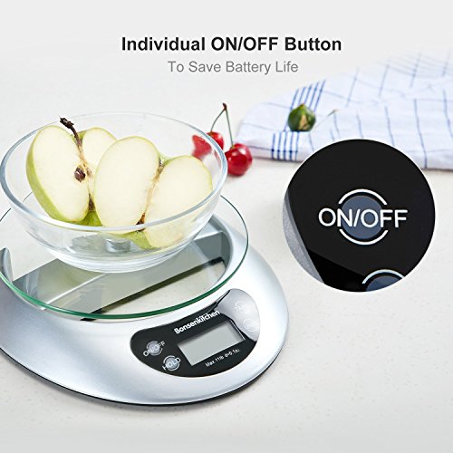 Bonsenkitchen Báscula Digital Balanza de Cocina Profesional, Escala de Peso de Alta Precisión con Vidrio Desmontable y Pantalla LCD - 5 kg / 11 lb, Báscula de Alimentos Electrónica Plata (KS8802) Bonsenkitchen Báscula Digital Balanza de Cocina Profesional, Escala de Peso de Alta Precisión con Vidrio Desmontable y Pantalla LCD - 5 kg / 11 lb, Báscula de Alimentos Electrónica Plata (KS8802)