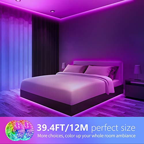 Bonve Pet 12M Tiras LED RGB 5050, Bluetooth Musical Tiras LED 12V Tiras de Luces LED Iluminación, Control de APP y Remoto Control de 40 Teclas,16 Millones de Colores, Modo Temporizador Bonve Pet 12M Tiras LED RGB 5050, Bluetooth Musical Tiras LED 12V Tiras de Luces LED Iluminación, Control de APP y Remoto Control de 40 Teclas,16 Millones de Colores, Modo Temporizador