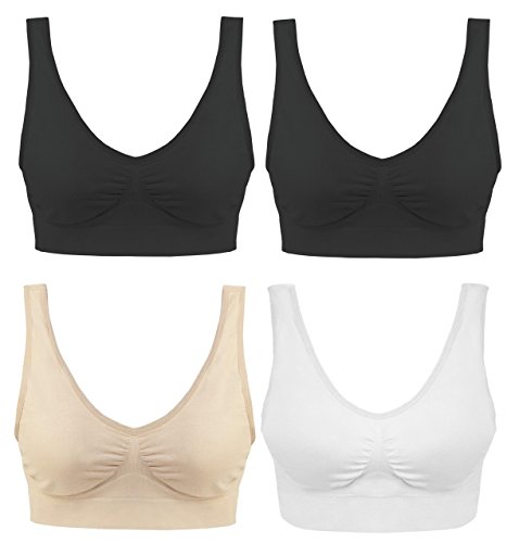 BOOLAVARD Pack 4 Bra - el Confort Bra. Primera Calidad - Garantizada Mejor en el Mercado L BOOLAVARD Pack 4 Bra - el Confort Bra. Primera Calidad - Garantizada Mejor en el Mercado L