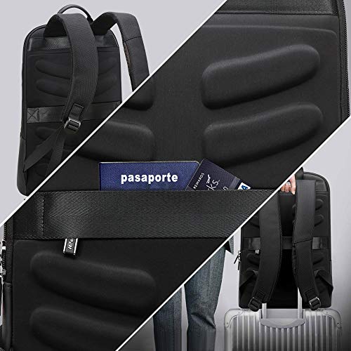 BOPAI Mochila con Aumento Inteligente y antirrobo para computadora portátil con Carga USB Mochila empresarial de Viaje para 15.6 Pulgadas Hombres Resistente al Agua Mochila universitaria, Negra