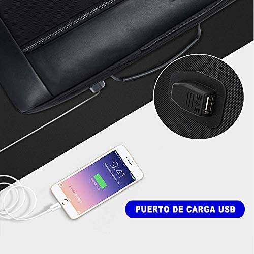 BOPAI Mochila con Aumento Inteligente y antirrobo para computadora portátil con Carga USB Mochila empresarial de Viaje para 15.6 Pulgadas Hombres Resistente al Agua Mochila universitaria, Negra