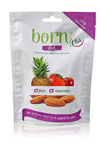 Born Diet - Mix de Fruta Semideshidratada y Frutos Secos 100% Naturales - Vegetariano, Vegano, Paleo, sin Gluten, sin Lactosa, sin Azúcar Refinado - Doy Pack 55 G