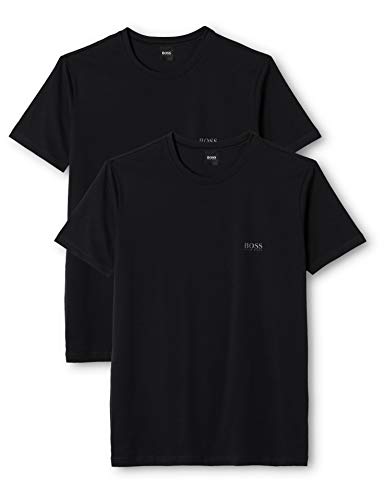 BOSS T-shirt Rn 2p Co/el Camiseta, Negro (Black 1), Large (Pack de 2) para Hombre