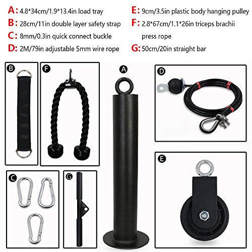 Bostar Polea Gimnasio, Maquina Fitness para Casa, Maquina de Musculacion Entrenamiento de Fuerza del Brazo, Ejercicio Casa, Antebrazos Gimnasio, Cuerda Triceps con Accesorios Entrenamiento