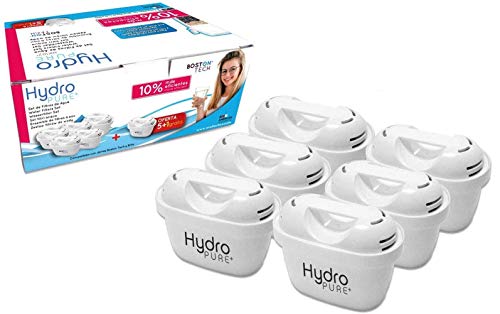 Boston Tech 6 Cartuchos Hydro Pure+, filtros de Agua compatibles con Brita Maxtra y Maxtra+, Efecto Prolongado (12 Meses, 6 x 60 días Cada Filtro) reducen la Cal y el Cloro