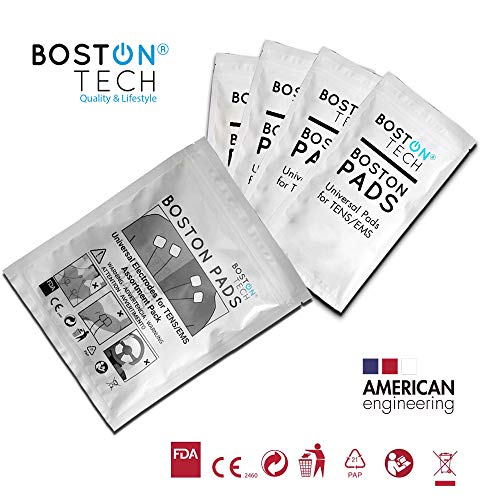 Boston Tech Electrodos autoadhesivos Reutilizables Compex supersoft para unidades de TENS/EMS de estimulación muscular, Conexión Snap (Botón) Tecnología Premium de 3 Capas. 16 Unidades.