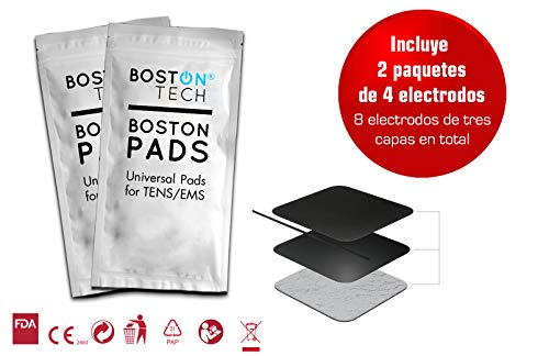 Boston Tech ME-89 Plus - Electroestimulador Muscular Digital TENS - EMS Digital de Dos Canales, 24 programas Pre-establecidos Ajustables y 8 Electrodos. Ideal para Tratamiento Muscular