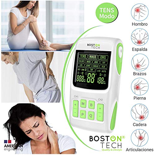 Boston Tech WE112 - Boston Tech - We-112 - Electroestimulador Digital Profesional 3 En 1, Tens, Ems, Masaje. Alivio Al Dolor Y Fortalecimiento Muscular General, Pantalla Lcd, 2 Canales, 4 Boston Tech WE112 - Boston Tech - We-112 - Electroestimulador Digital Profesional 3 En 1, Tens, Ems, Masaje. Alivio Al Dolor Y Fortalecimiento Muscular General, Pantalla Lcd, 2 Canales, 4