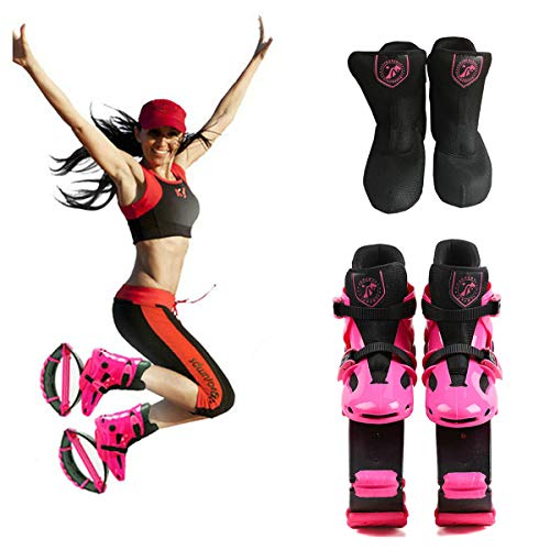 Botas antigravedad para correr y saltar, unisex, para adultos, de 20 a 99,8 kg, Rosa roja, UK 2-3.5 for 110-155 lbs