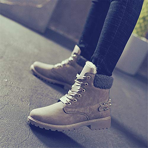 Botas Nieve Mujer Otoño Invierno Calentar Piel Forro Botines Retro Snow Boots Cordones Zapatillas Planas Gris 41 Botas Nieve Mujer Otoño Invierno Calentar Piel Forro Botines Retro Snow Boots Cordones Zapatillas Planas Gris 41
