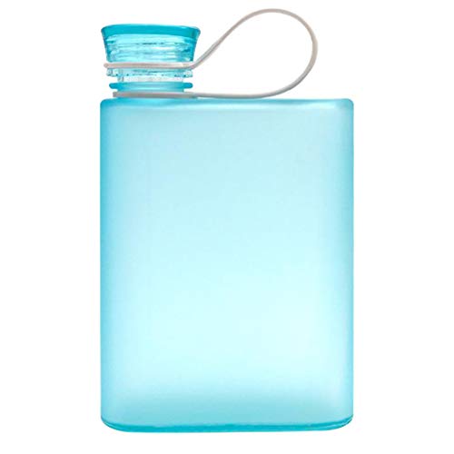 Botella de agua portátil con asa de transporte, botella plana A5 para cerveza y bebidas, reutilizable y a prueba de fugas, transparente, para viajes, al aire libre, para el gimnasio, azul, 400-500 ml Botella de agua portátil con asa de transporte, botella plana A5 para cerveza y bebidas, reutilizable y a prueba de fugas, transparente, para viajes, al aire libre, para el gimnasio, azul, 400-500 ml