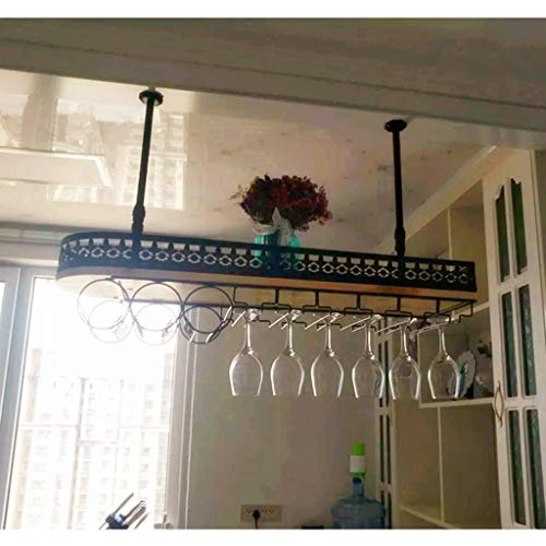 Botelleros para Vino Estante para Vino Portavasos para Vino Sostenedor del cáliz Barra para el hogar Barra para Colgar Boca Abajo Estante Negro de Varios tamaños (Tamaño : 60 * 28cm)