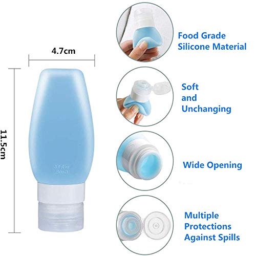 Botes Viaje, Uervoton Botellas de Viaje de Silicona Kit de Viaje, Portátiles a Prueba de Fugas para Recipientes Rellenables Botellas de Viaje, 6 Unidades 90ml Kit Viaje Avion Botes Viaje, Uervoton Botellas de Viaje de Silicona Kit de Viaje, Portátiles a Prueba de Fugas para Recipientes Rellenables Botellas de Viaje, 6 Unidades 90ml Kit Viaje Avion