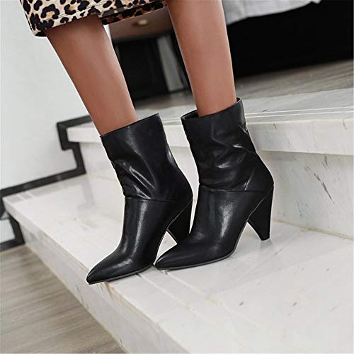 Botines Anchos Pantorrilla Mujer (9 cm) Tacón Alto Botas Punta Puntiaguda Botas Cuero Vegetarianas,Negro,42EU(10.5US) Botines Anchos Pantorrilla Mujer (9 cm) Tacón Alto Botas Punta Puntiaguda Botas Cuero Vegetarianas,Negro,42EU(10.5US)