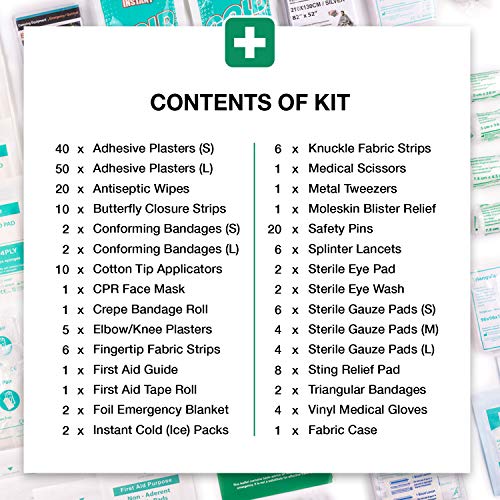 Botiquín de Primeros Auxilios Premium de 220 piezas. Incluye el kit para el lavado de ojos, 2 x Bolsas de Hielo y una Manta de Emergencia. Para el Hogar, Oficina, Coche, Caravana, Viajes y Deportes Botiquín de Primeros Auxilios Premium de 220 piezas. Incluye el kit para el lavado de ojos, 2 x Bolsas de Hielo y una Manta de Emergencia. Para el Hogar, Oficina, Coche, Caravana, Viajes y Deportes