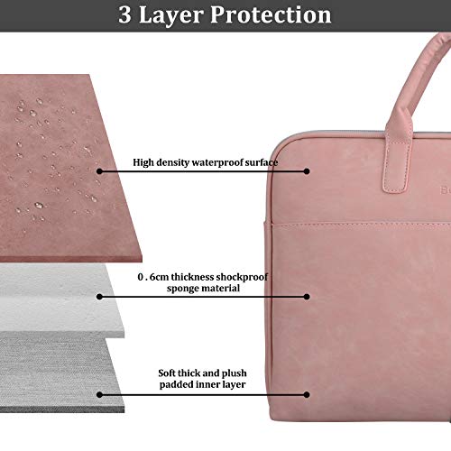 BOTRE 13-15.6 Pulgadas Bolso de Mujer Bandolera Ordenadores Multifuncional Maletín Hombre Funda para Portátil Macbook Air iPad Moda y Negocios (15.6pouces, Rosa)