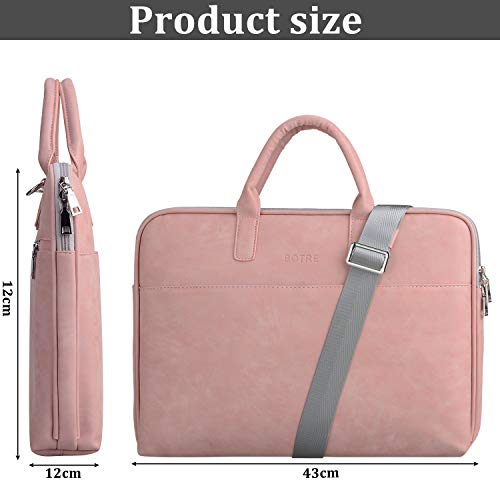 BOTRE 13-15.6 Pulgadas Bolso de Mujer Bandolera Ordenadores Multifuncional Maletín Hombre Funda para Portátil Macbook Air iPad Moda y Negocios (15.6pouces, Rosa)