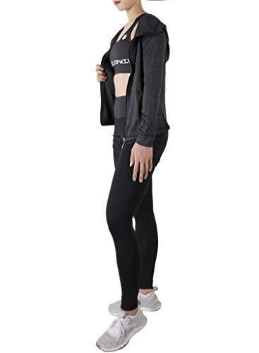 BOTRE 5 Piezas Conjuntos Deportivos para Mujer Chándales Ropa de Correr Yoga Fitness Tenis Suave Transpirable Cómodo (Negro, M)