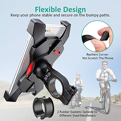 Bovon Soporte Movil Bicicleta, Anti Vibración Soporte Movil Bici Montaña con 360° Rotación para Moto, Universal Manillar Compatible con iPhone 12/12 Pro/12 Mini/11 Pro MAX y 3.5"-6.5" Móvil