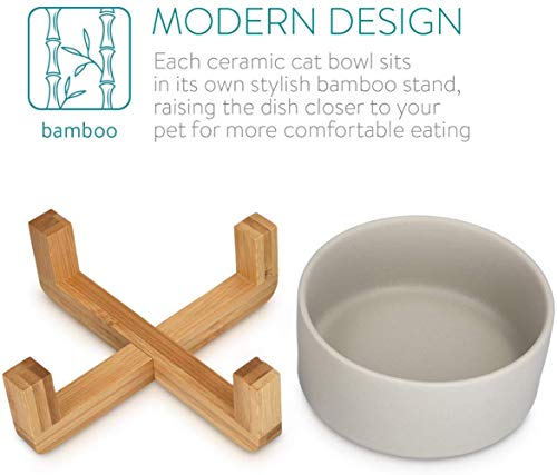 Bowl para Gatos y Perros - Cuencos elevados para Mascotas Comedero y Bebedero de cerámica para Perros Gatos Cachorros con Soportes de Bambú Antideslizante Cuenco de Agua para Personalizado y Práctico Bowl para Gatos y Perros - Cuencos elevados para Mascotas Comedero y Bebedero de cerámica para Perros Gatos Cachorros con Soportes de Bambú Antideslizante Cuenco de Agua para Personalizado y Práctico