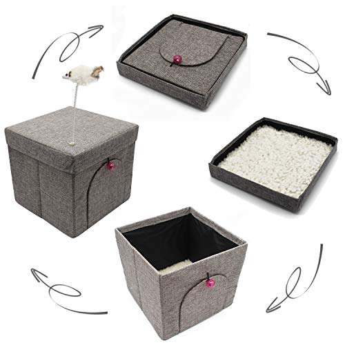 BPS Casa para Gatos Mascotas Portable Plegable con Juguete Ratón 30x30x29cm BPS-10707