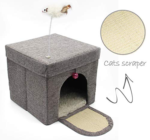 BPS Casa para Gatos Mascotas Portable Plegable con Juguete Ratón 30x30x29cm BPS-10707