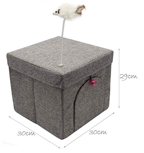 BPS Casa para Gatos Mascotas Portable Plegable con Juguete Ratón 30x30x29cm BPS-10707