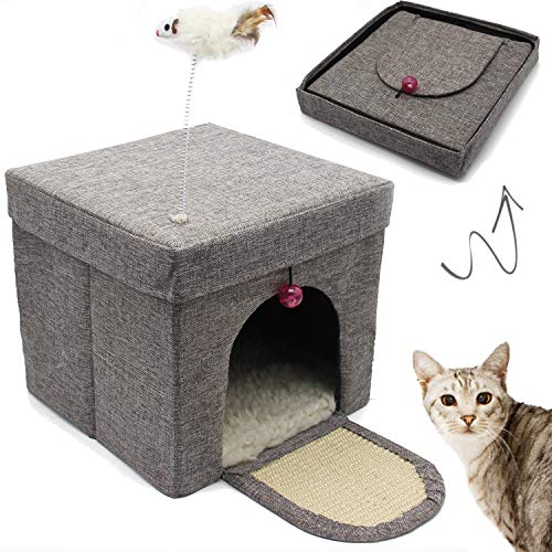 BPS Casa para Gatos Mascotas Portable Plegable con Juguete Ratón 30x30x29cm BPS-10707