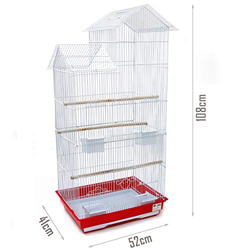 BPS Jaula Grande para Pájaro Pajarera Periquito Canarios con Saltado Perchas para Descanso Comedero 46.5 x 36 x 108 cm Color al Azar (Modelo 2) BPS-1240