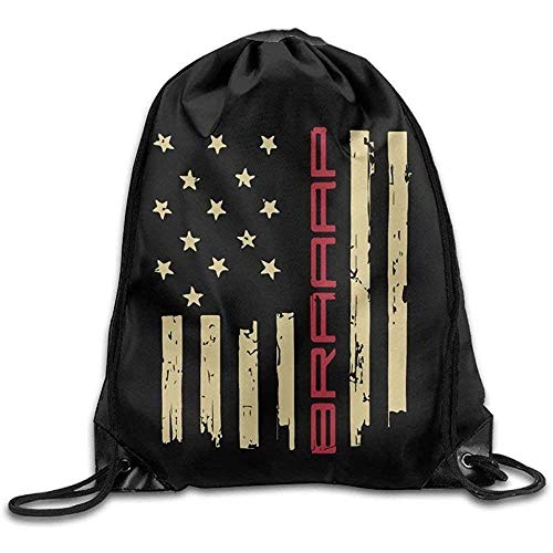 Braaap Motocross Dirt Bike Mochila con cordón de la Bandera Americana Bolsa Viga Boca Gimnasio Saco Mochila Bolsas de Hombro para Hombres y Mujeres