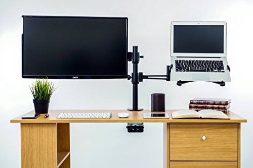 Bramley Power LCD LED doble monitor escritorio soporte brazo soporte, fuerte y luz de fundición de aluminio soporta hasta 10Kg 30" monitor, Tilt y giratorio (monitor y computadora portátil)