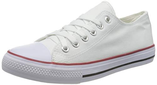 BRANDELIA Canvas de Lona Estilo Casual y Deportivo Zapatillas Unisex, Blanco, 40 EU