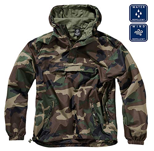 Brandit Summer Chaqueta impermeable para hombre, chubasquero, anorak, chaqueta para entrenar, talla S a 5XL, Unisex adulto, 3162, woodland, small