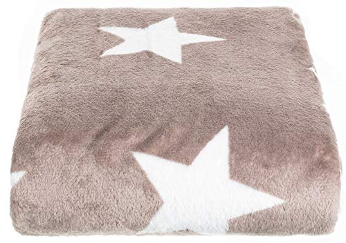 Brandsseller Natur-Fell-Shop - Manta (150 x 200 cm), diseño de estrellas, color gris y blanco Brandsseller Natur-Fell-Shop - Manta (150 x 200 cm), diseño de estrellas, color gris y blanco