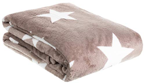Brandsseller Natur-Fell-Shop - Manta (150 x 200 cm), diseño de estrellas, color gris y blanco Brandsseller Natur-Fell-Shop - Manta (150 x 200 cm), diseño de estrellas, color gris y blanco