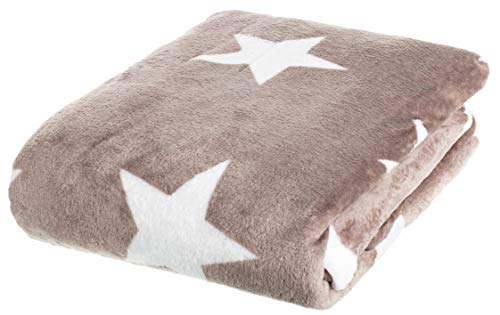 Brandsseller Natur-Fell-Shop - Manta (150 x 200 cm), diseño de estrellas, color gris y blanco Brandsseller Natur-Fell-Shop - Manta (150 x 200 cm), diseño de estrellas, color gris y blanco