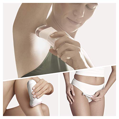 Braun Silk-épil 9 9-890 Depiladora Eléctrica Mujer para Una Depilación Duradera, Incluye Capuchón de Masaje de Alta Frecuencia para Una Depilación Extra Suave, Blanco/Oro Rosa