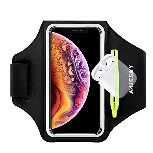 Brazalete Deportivo,Brazalete Correr Móvil para iPhone 12/11/11 Pro/XR/XS max/8/7 Plus/6s, Samsung Galaxy A50s/A30s/ S10/S10/S9/S9/ S8/S7 hasta 6.5", Touch ID, Brazalete teléfono con Airpods Holder