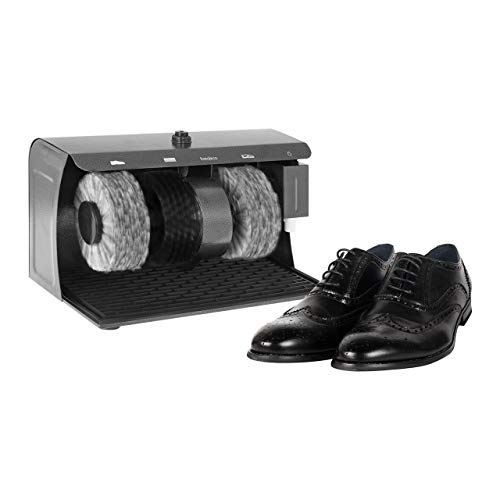 Bredeco BC-S-POL3 Maquina Limpia Zapatos Electrico (3 Cepillos, Capacidad del Dispensador 200 ml, 24,2x40x26,2 cm, Acero)