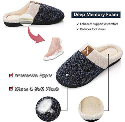 Brfash Zapatillas de Estar por Casa Hombre Invierno Memory Foam Pantuflas Suave Caliente Algodón Antideslizante