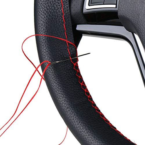 Bricolaje Cubiertas del volante de cuero suave en el volante del automóvil con aguja e hilo Accesorios de interior Rojo Bricolaje Cubiertas del volante de cuero suave en el volante del automóvil con aguja e hilo Accesorios de interior Rojo