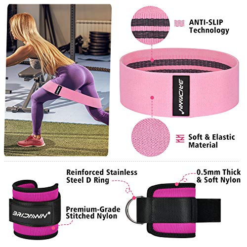 bridawn Barbell Squat Pad Conjunto Barra Sentadillas para Squats Hip Thrust Viene con 2 Correas de Tobillo de Banda de Resistencia de la Cadera Bolsa de Almacenamiento Se Adapta a la Barra Olímpica