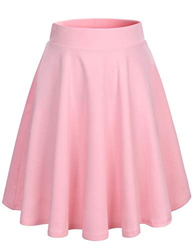 Bridesmay Falda Mujer Plisada Verano Corto Casual Mini Multifuncional De Poliéster Plegado Patinador para la Escuela, la Oficina, Las Fechas y Las Fiesta Midi-Pink M