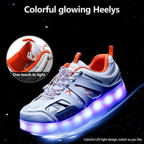 BrightFootBook LED Luces Zapatos con Ruedas Dobles para Pequeños,Deportes de Exterior Patines en Mutilsport Aire Libre y Deporte Gimnasia Zapatillas,Automáticamente Retráctiles Zapatos de Roller