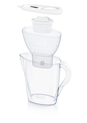 BRITA Marella blanca Pack Ahorro – Jarra de Agua Filtrada con 3 cartuchos MAXTRA+, Filtro de agua BRITA que reduce la cal y el cloro, Agua filtrada para un sabor óptimo, 2.4L