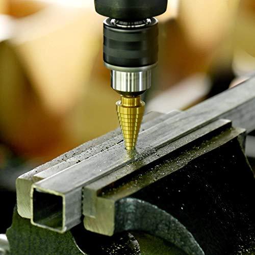 Broca Escalonada Profesional, Broca Cónica, Punzón Central Automático Tacklife PDH06A, Acero de Alta Velocidad | 47 Tamaños en 5, Mango de Cambio Rápido HEX 1/4, Diseño de Cuchillas de Doble Corte Broca Escalonada Profesional, Broca Cónica, Punzón Central Automático Tacklife PDH06A, Acero de Alta Velocidad | 47 Tamaños en 5, Mango de Cambio Rápido HEX 1/4, Diseño de Cuchillas de Doble Corte